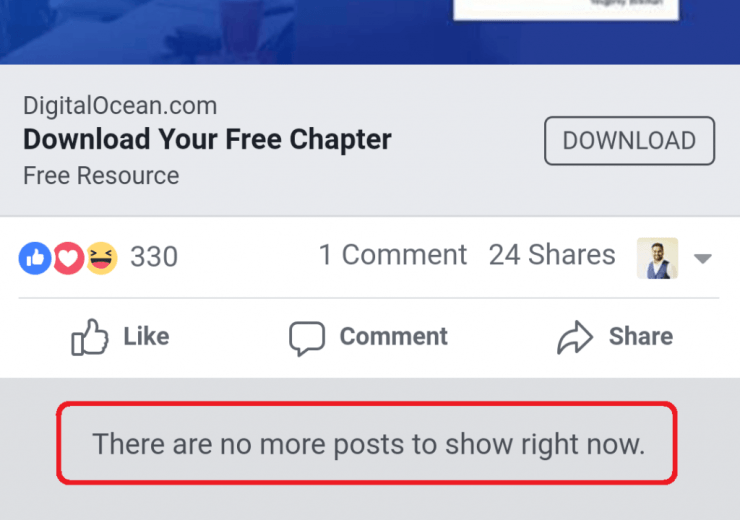 Facebook no hay más publicaciones para mostrar en este momento