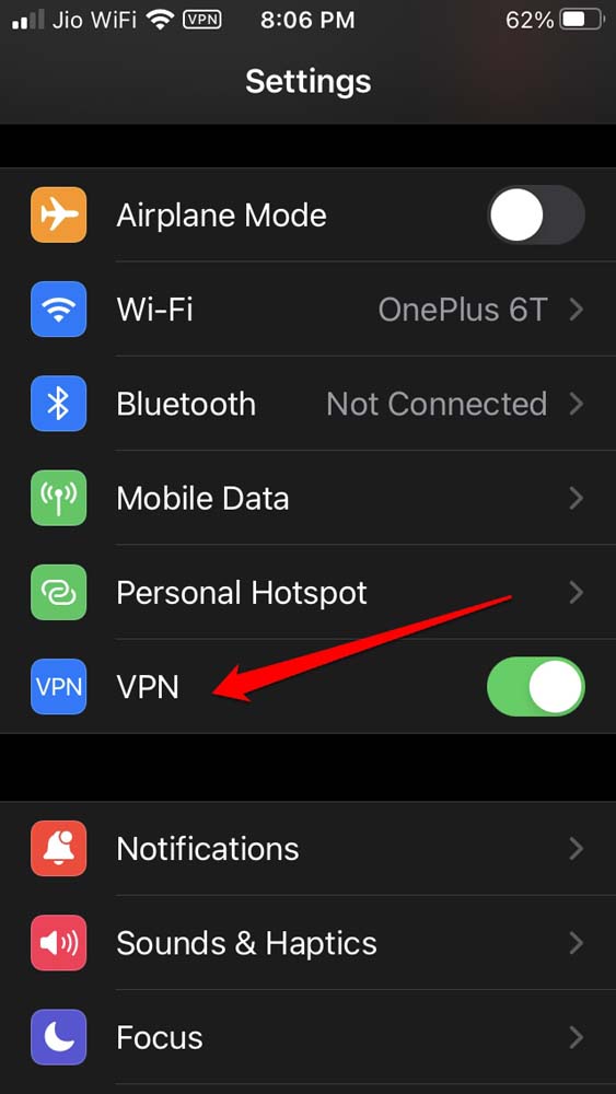 abilita VPN e usa instagram