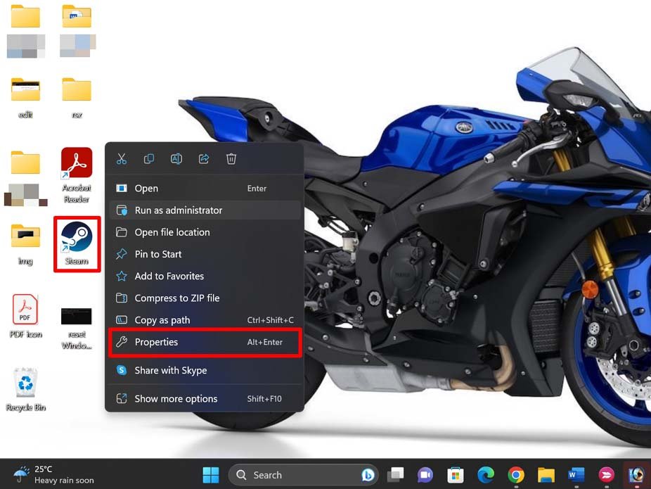 Steamのプロパティに移動