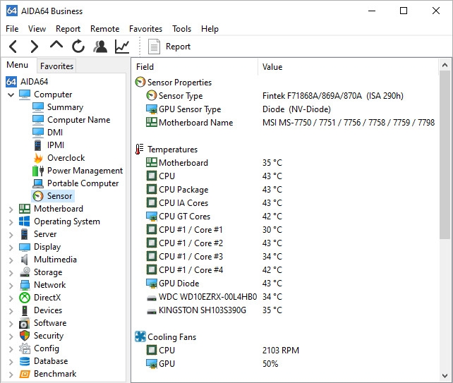 AIDA64 Extreme - Monitor della temperatura della CPU per Windows