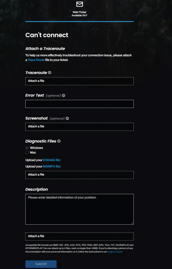 Связаться с поддержкой Blizzard