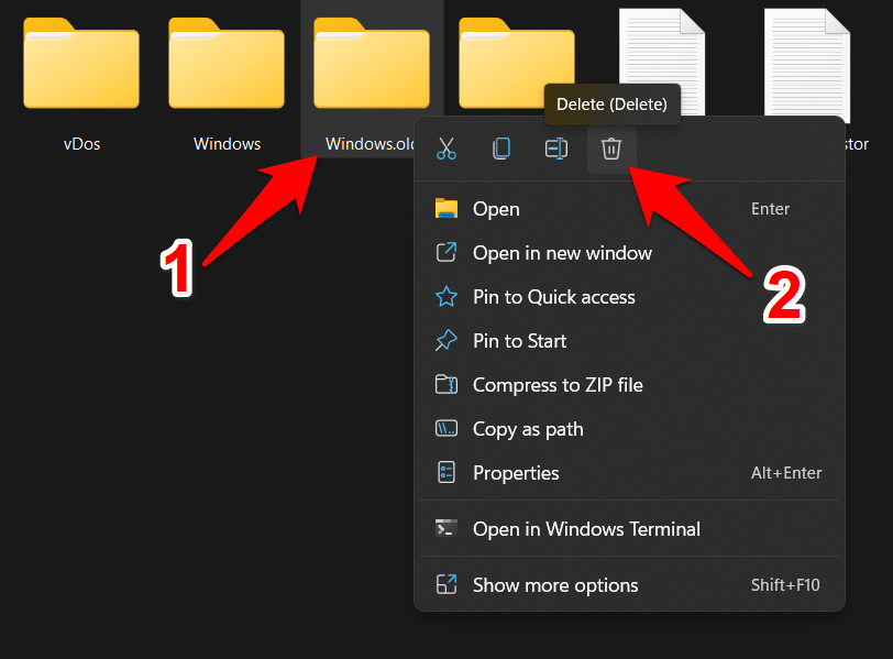 elimina la cartella windows.old in windows 11 tramite esplora file