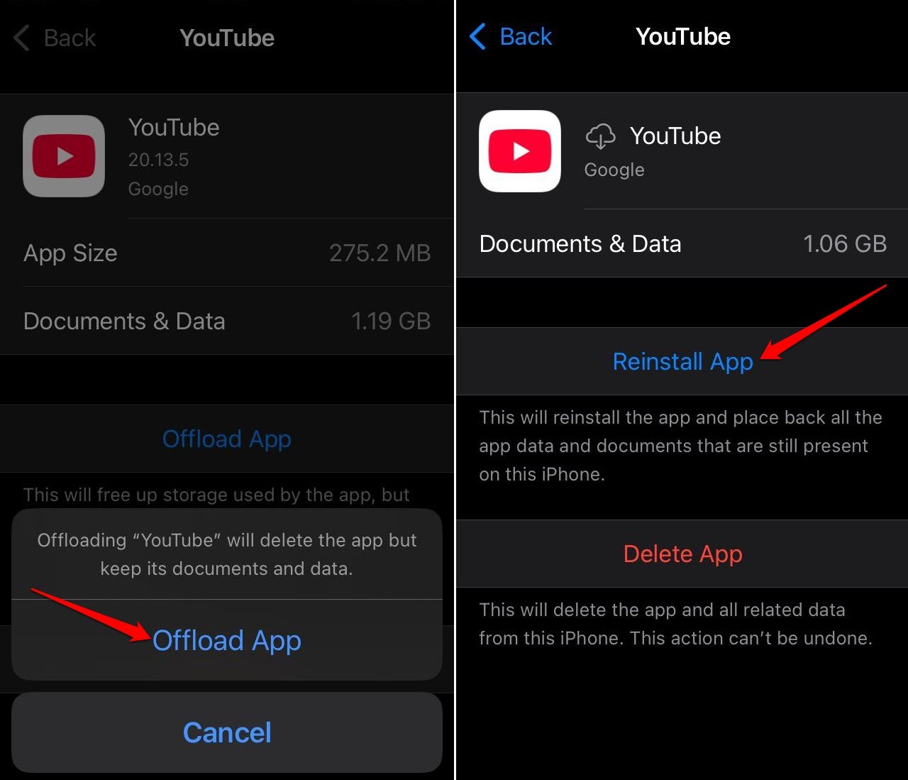 décharger et réinstaller YouTube pour iOS