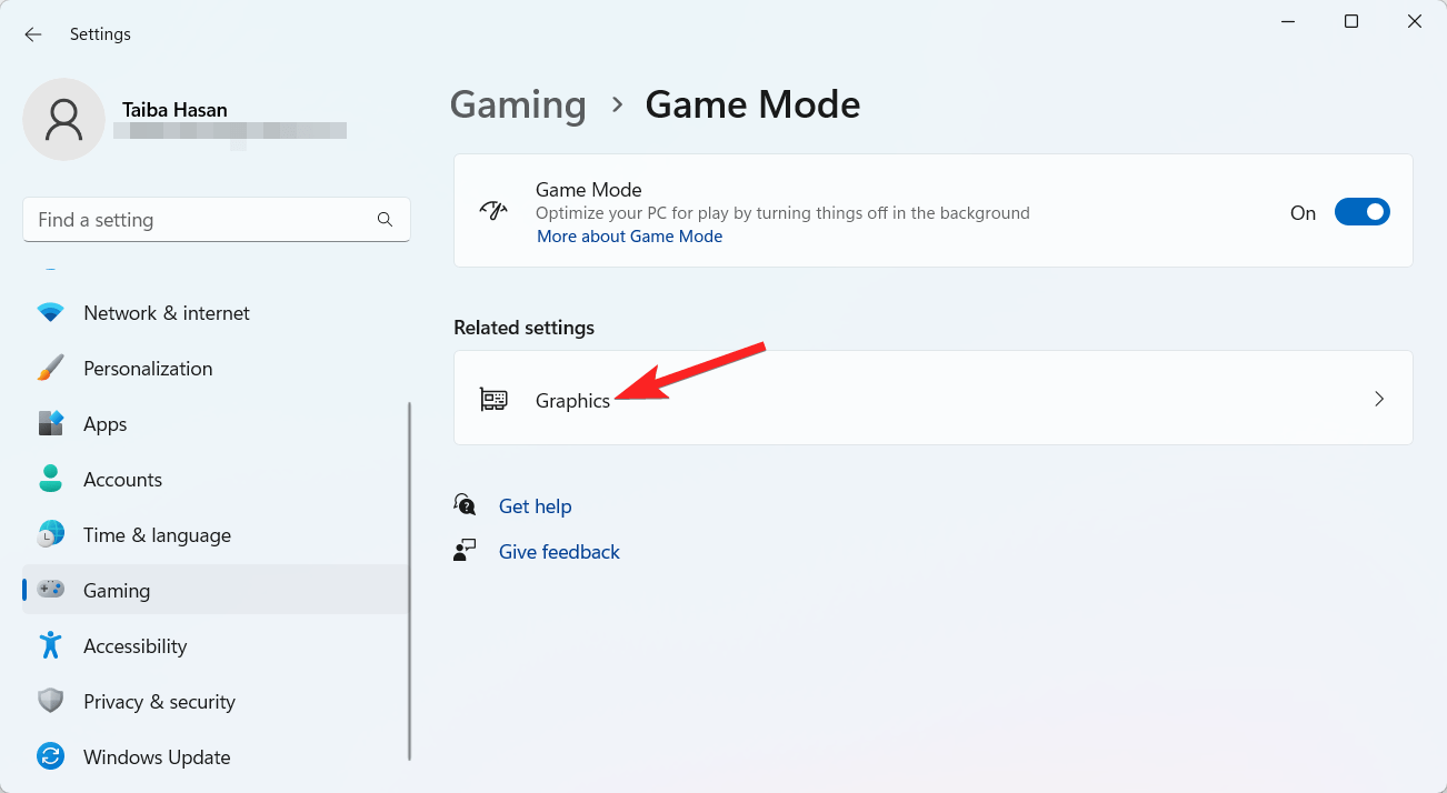 Seleziona Grafica nelle impostazioni della Modalità Gioco
