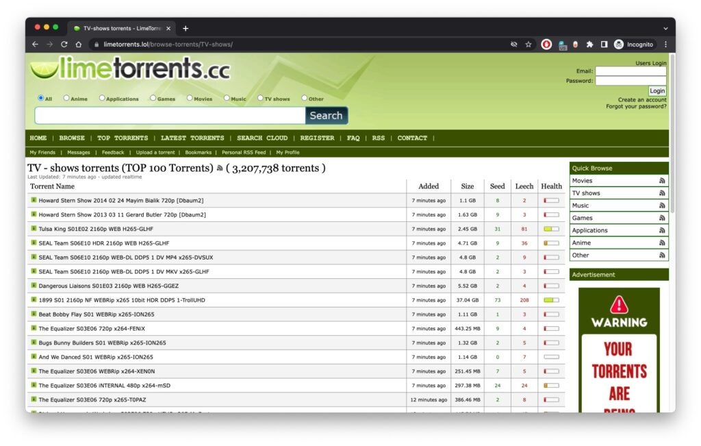 Limetorrents - Торрент-сайты для ТВ-шоу