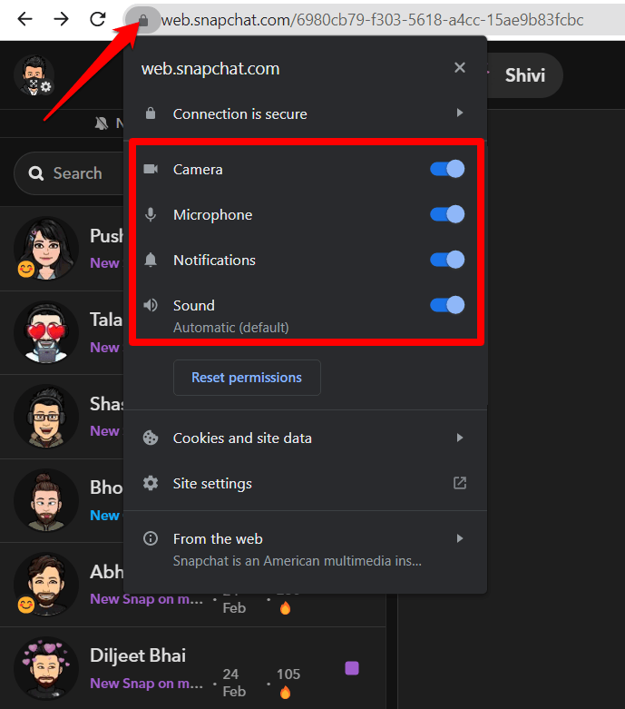 カメラとマイクを有効にする