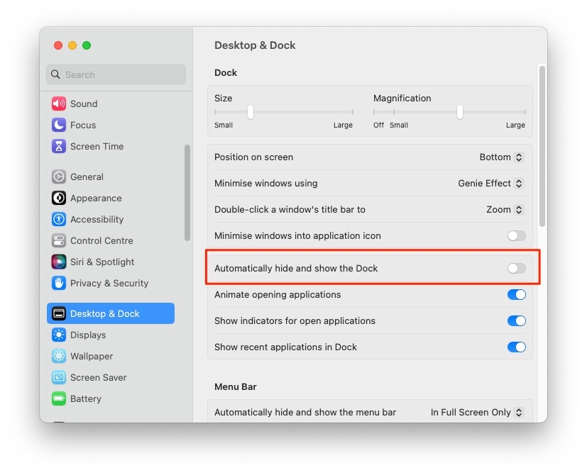 Auto Hide Dock - MacBook Dock Disappeared