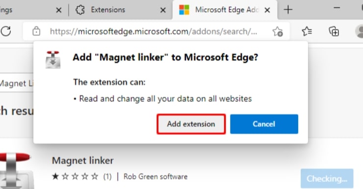 Use a Extensão Magnet Linker (Apenas Edge) - Links Magnéticos Não Funcionando
