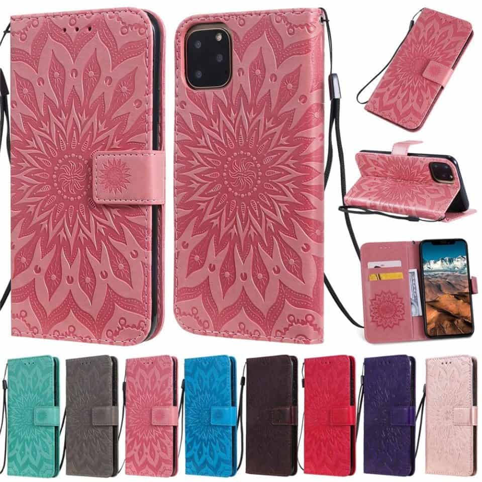 Custodia flip portafoglio Luxury Flower per ragazze per iPhone 11, iPhone 11 Pro e iPhone 11 Pro Max