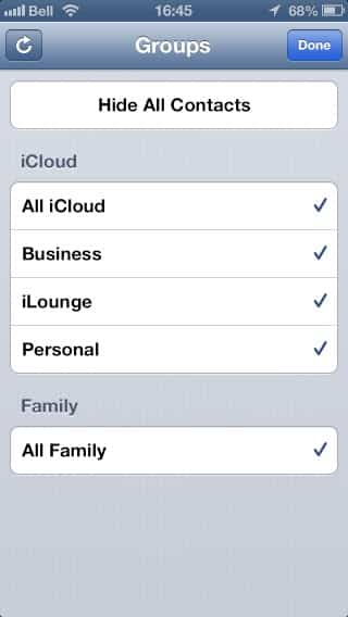 Verwalten mehrerer iCloud-Konten für Kontakte