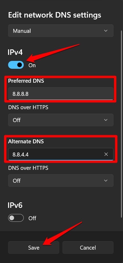 Windows 11에서 Google DNS 설정
