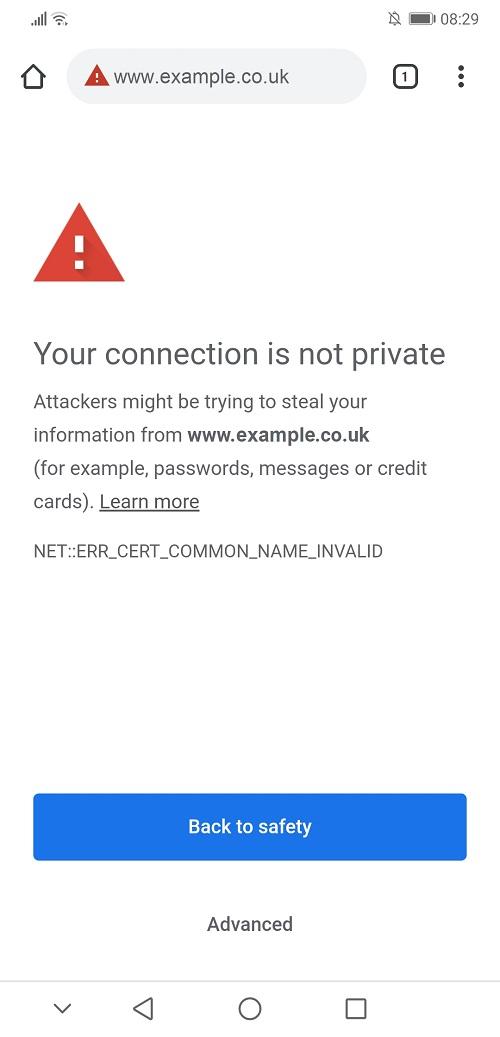 Sua Conexão Não é Privada