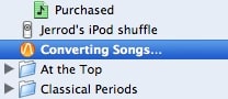 iTunes Konvertierungsstatus in der Seitenleiste
