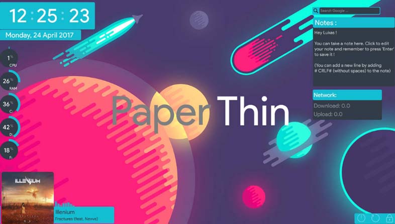 skin rainmeter paper thin