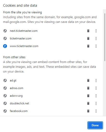 Ticketmaster-Cookies löschen - Ticketmaster-Fehlercode 0011