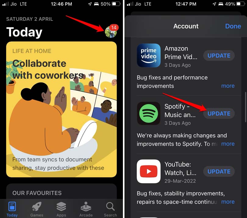 atualizar Spotify no iOS