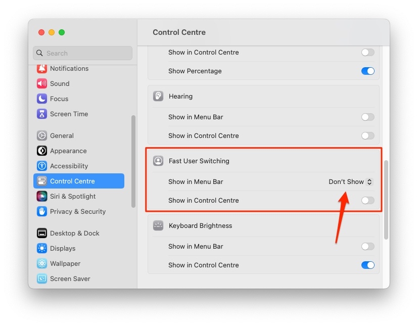 Fast User Switching - MacBook Menu Bar Disappeared