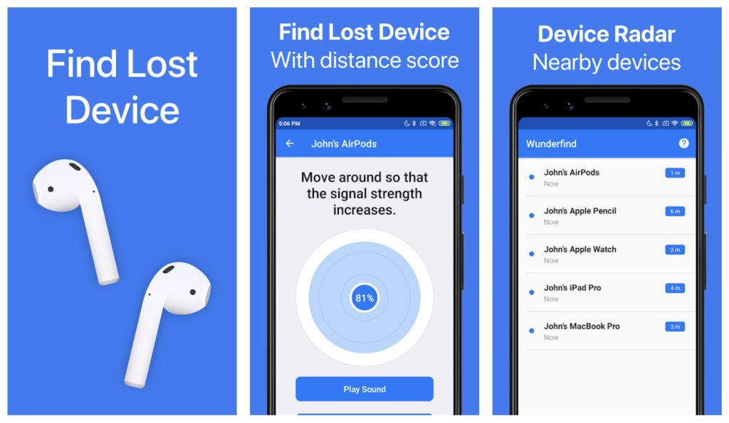 Wunderfind App Android - Wie man AirPods findet