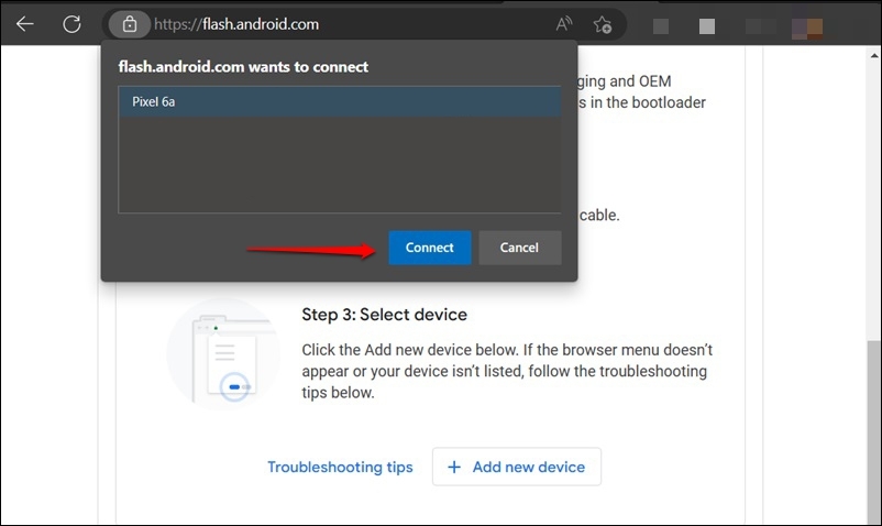 Seleziona dispositivo e collega - Android 14 a Android 13 su Google Pixel