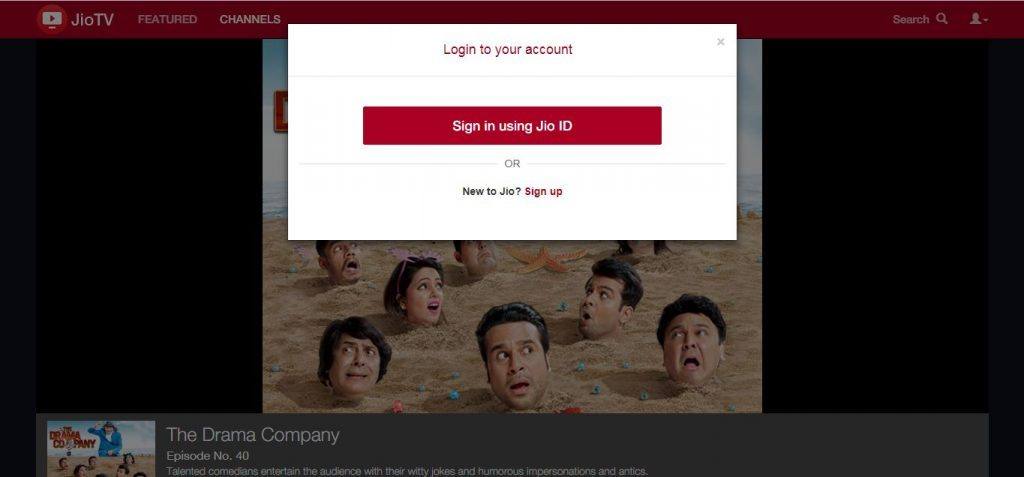 Sign in using Jio ID