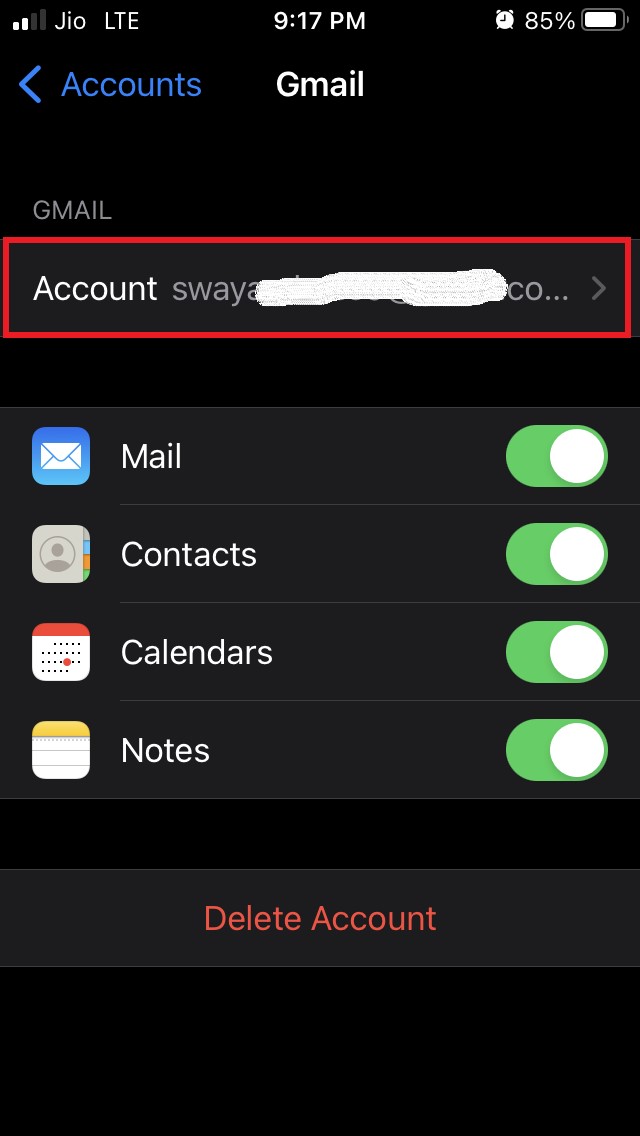 taper sur l'identifiant email