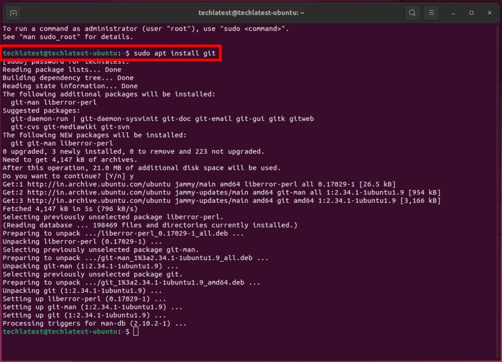 sudo apt install git
