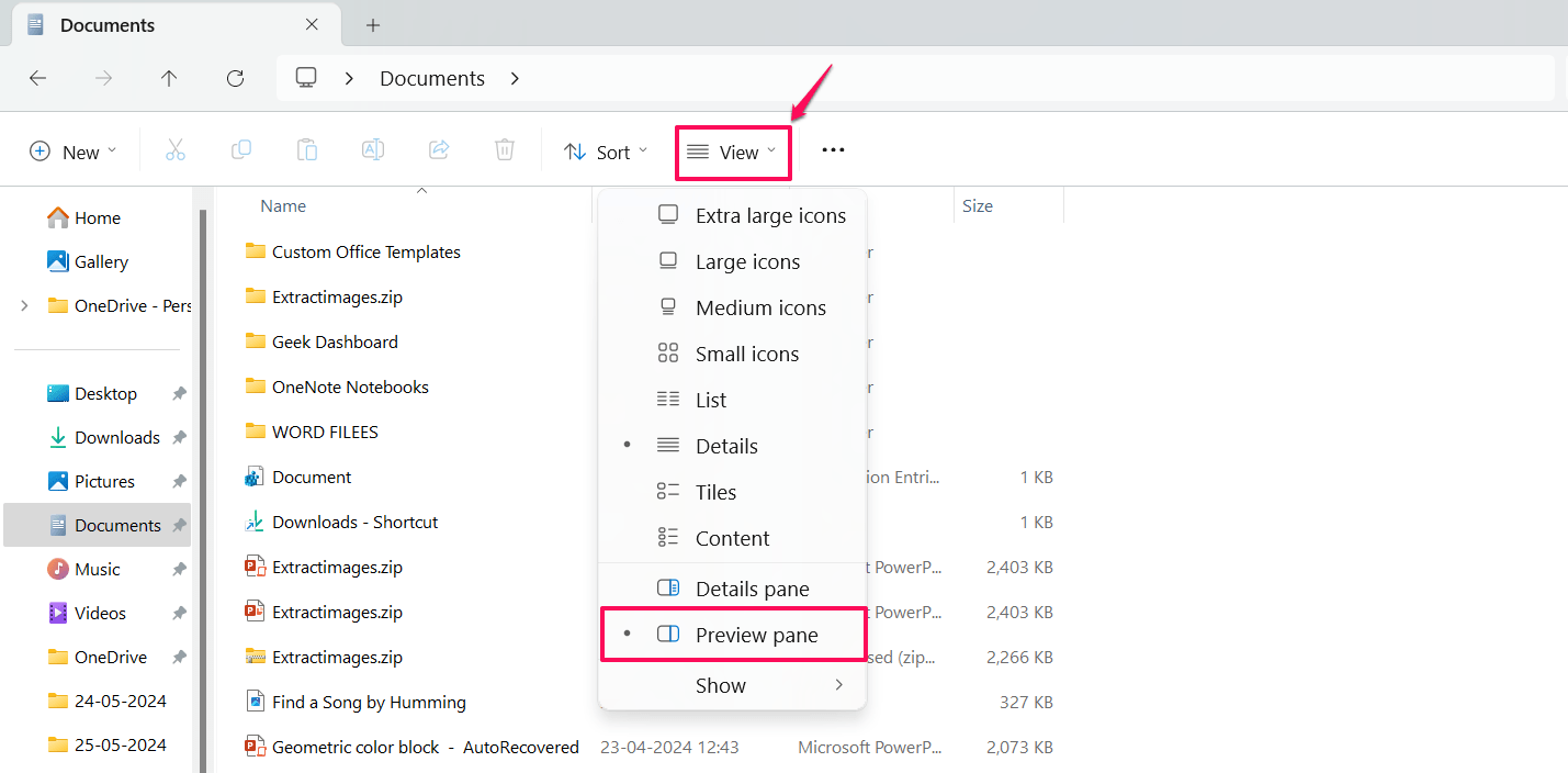 Haz clic en el panel de vista para deseleccionarlo