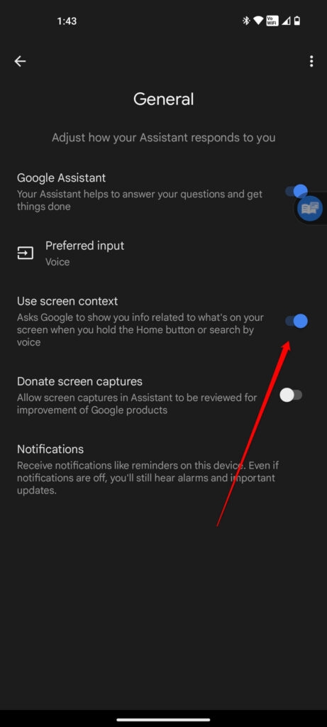 Pantalla de Contexto Google Assistant - No se Puede Tomar Captura de Pantalla Debido a la Política de Seguridad