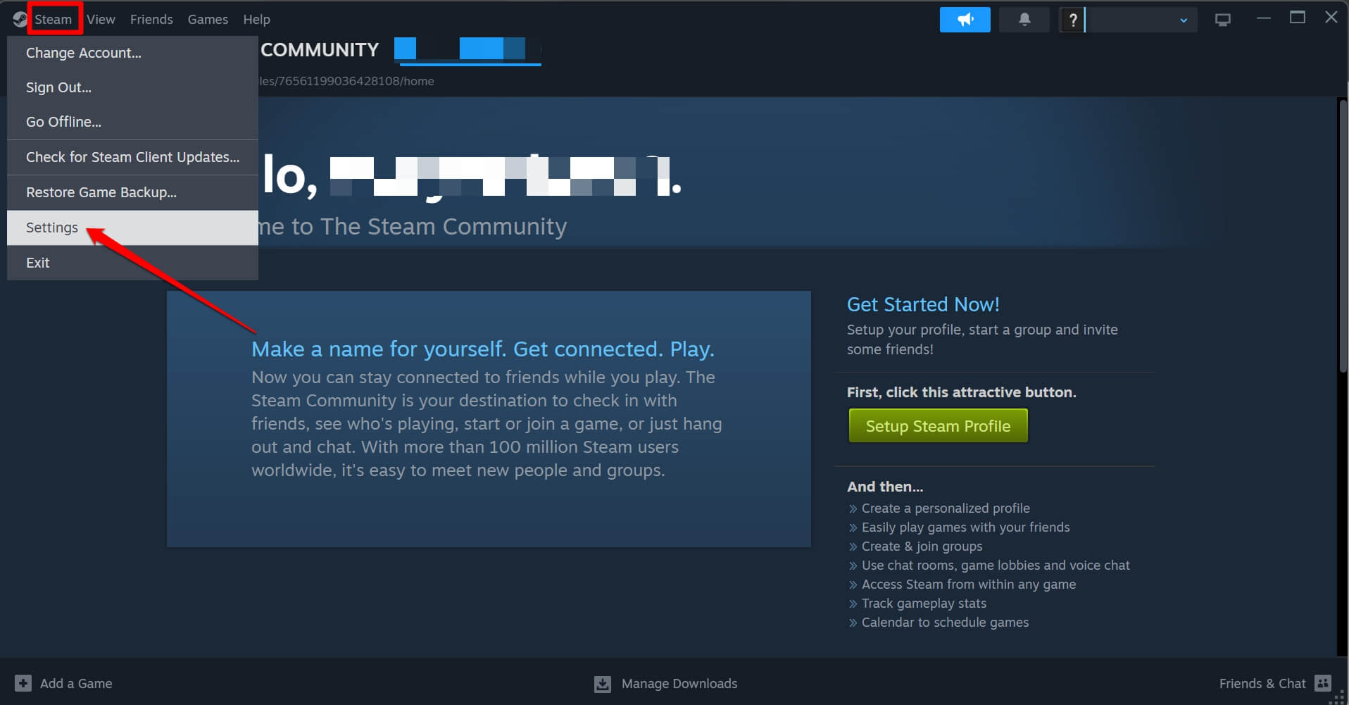 Paramètres Steam
