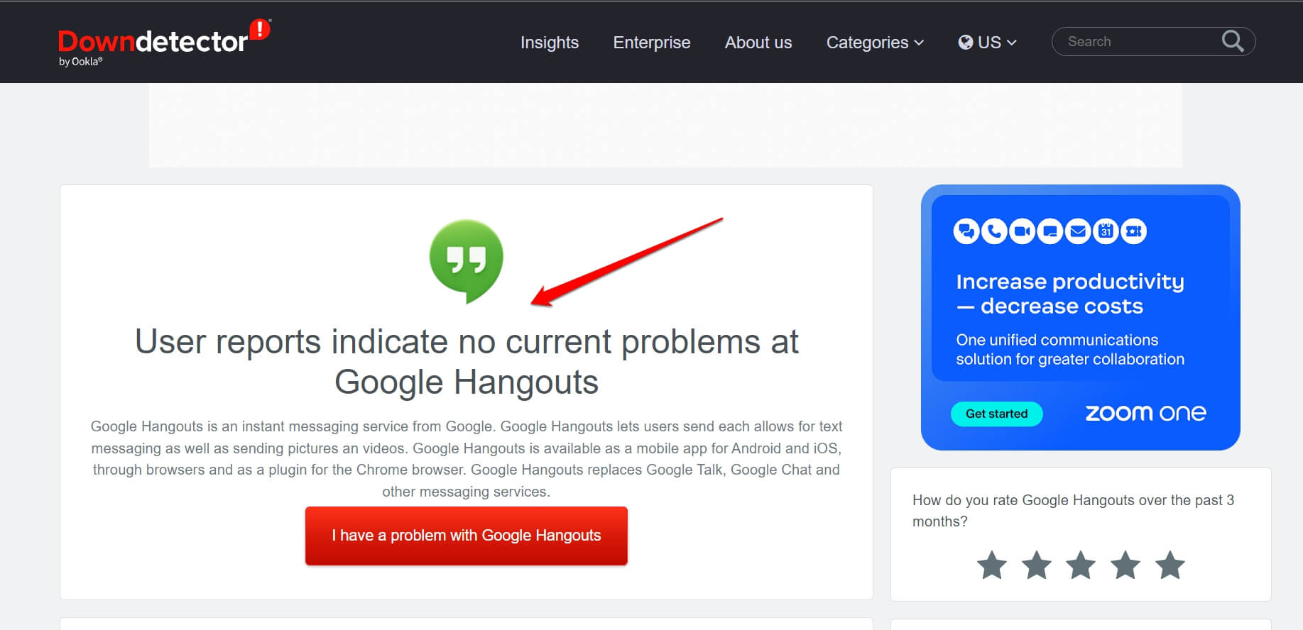 verificar si Google Chat está caído