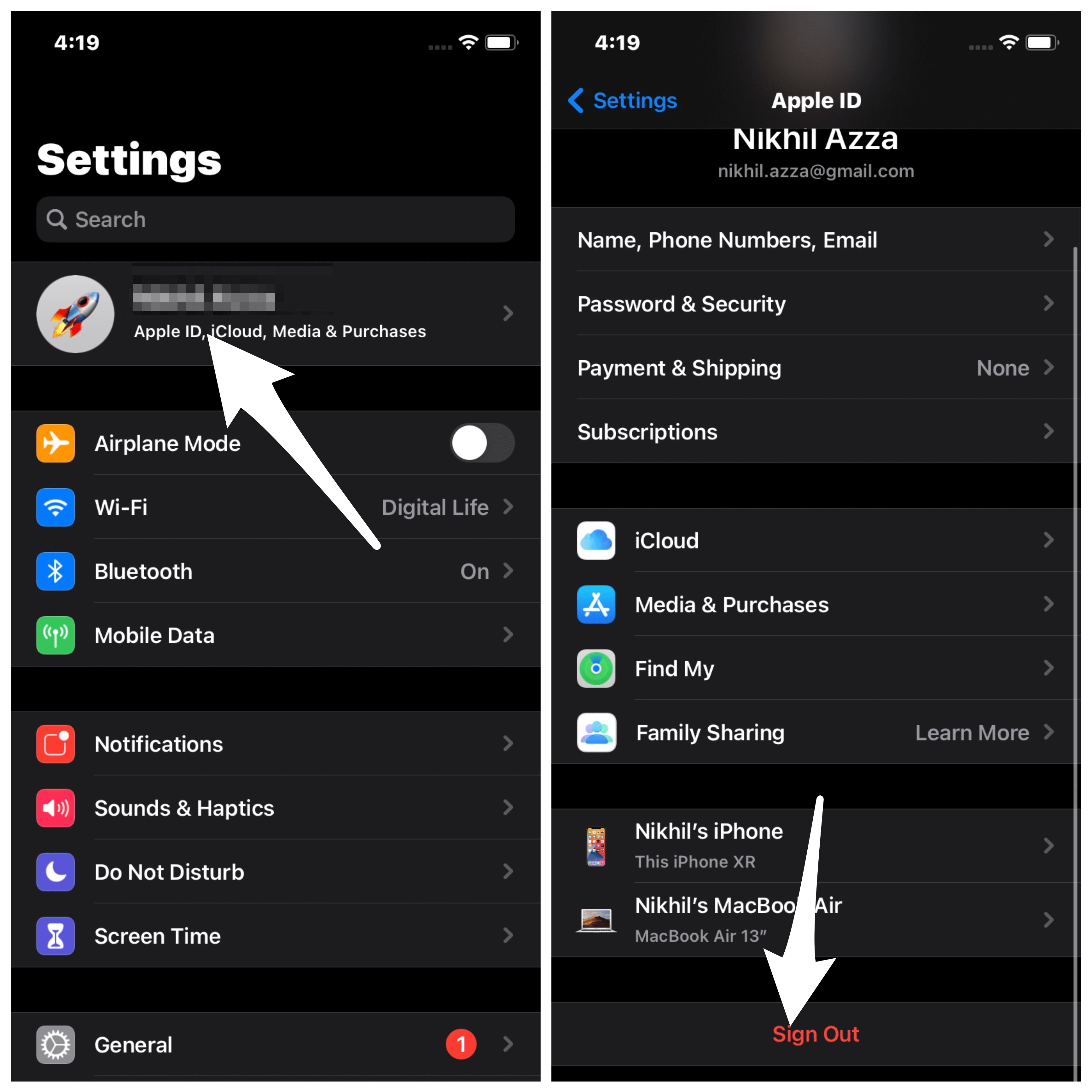 Déconnexion de l'iPhone