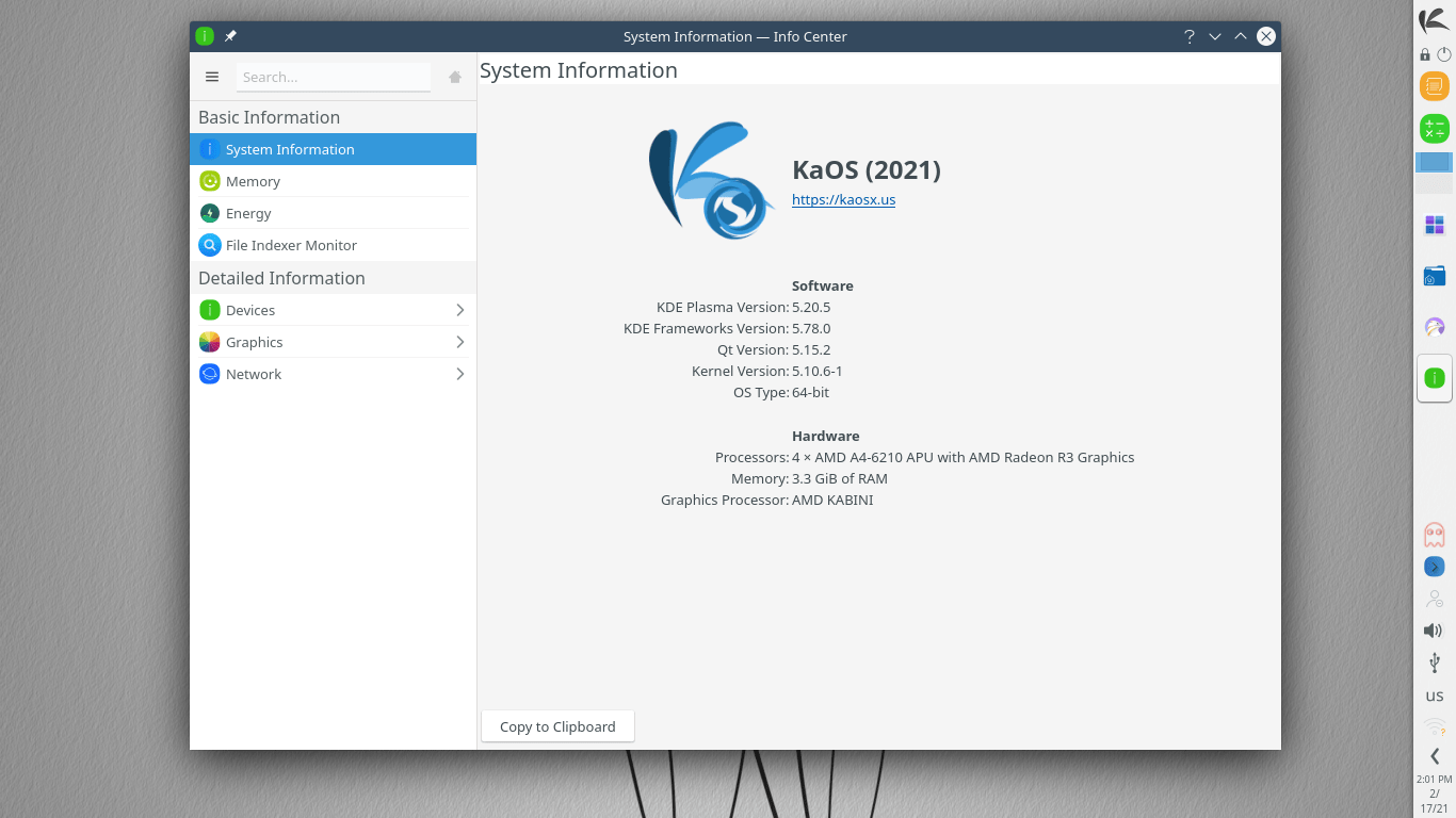Информация о аппаратном обеспечении KaOS