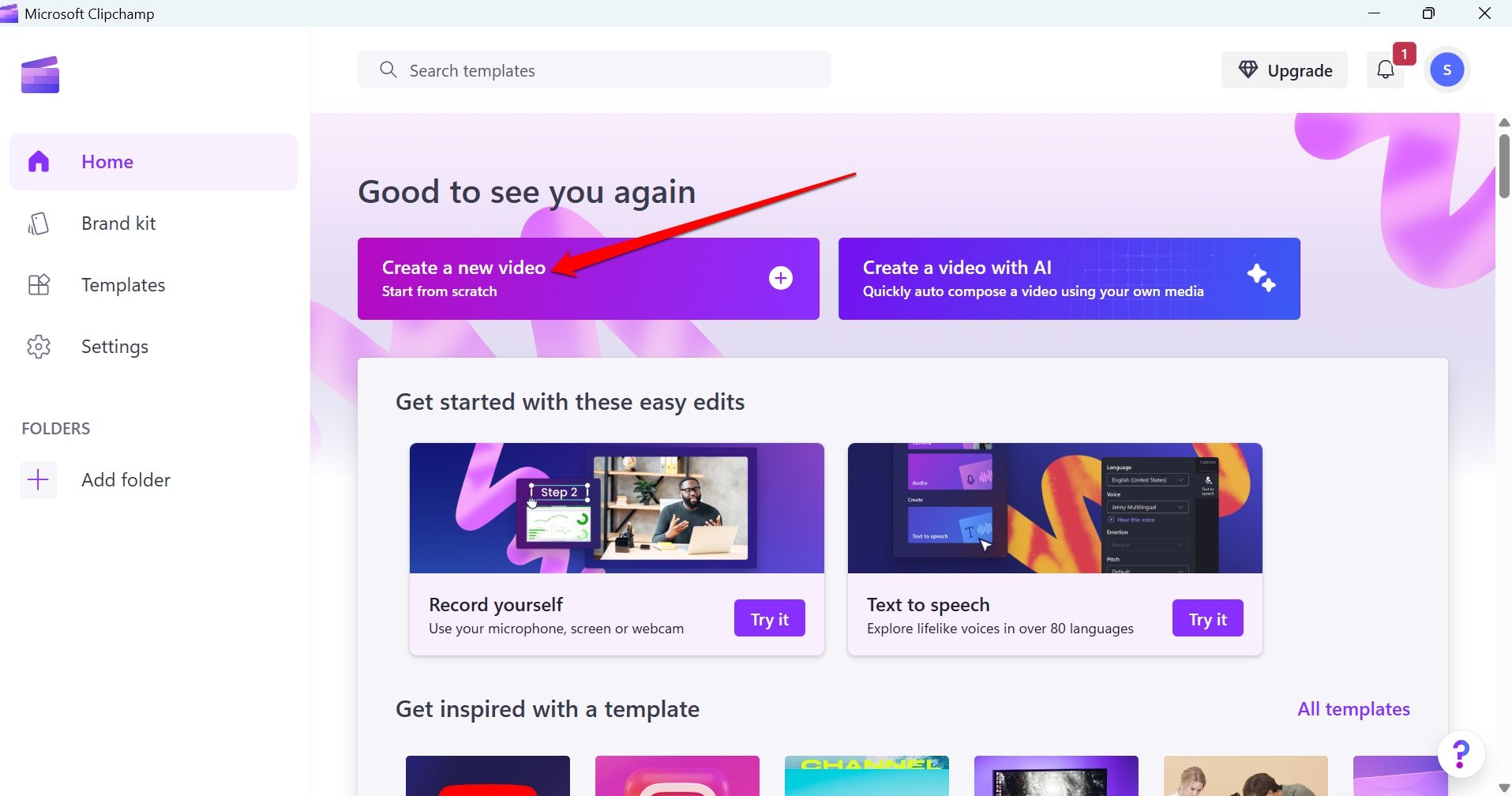 créer une nouvelle vidéo sur Clipchamp