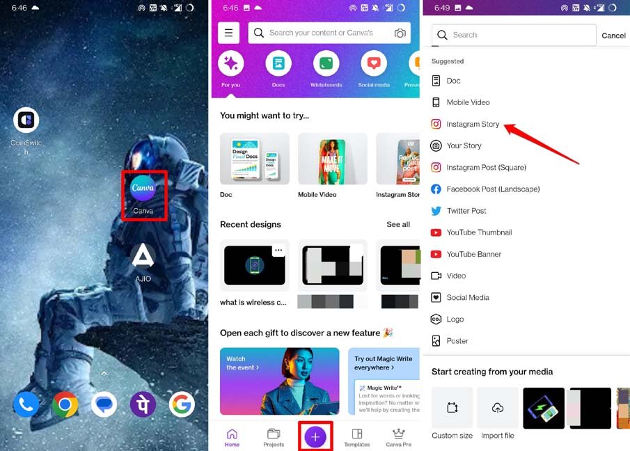 criar um novo projeto no Canva
