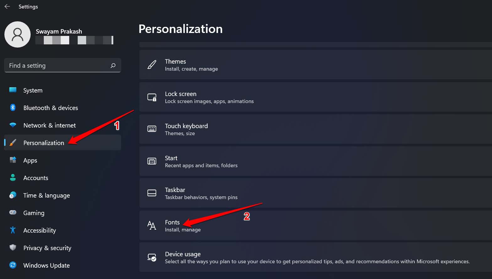 personalizar a fonte do sistema padrão do Windows