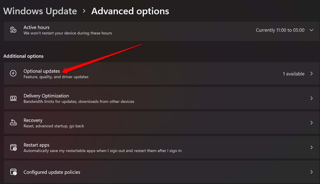 atualizações opcionais do Windows
