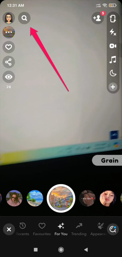  A través de las lentes en el filtro de Snapchat - Desbloquear la Lente de Mariposas en Snapchat