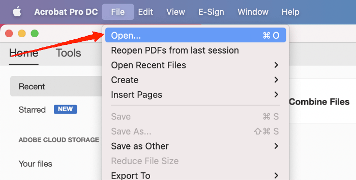 Haz clic en archivos y ve a Documentos.