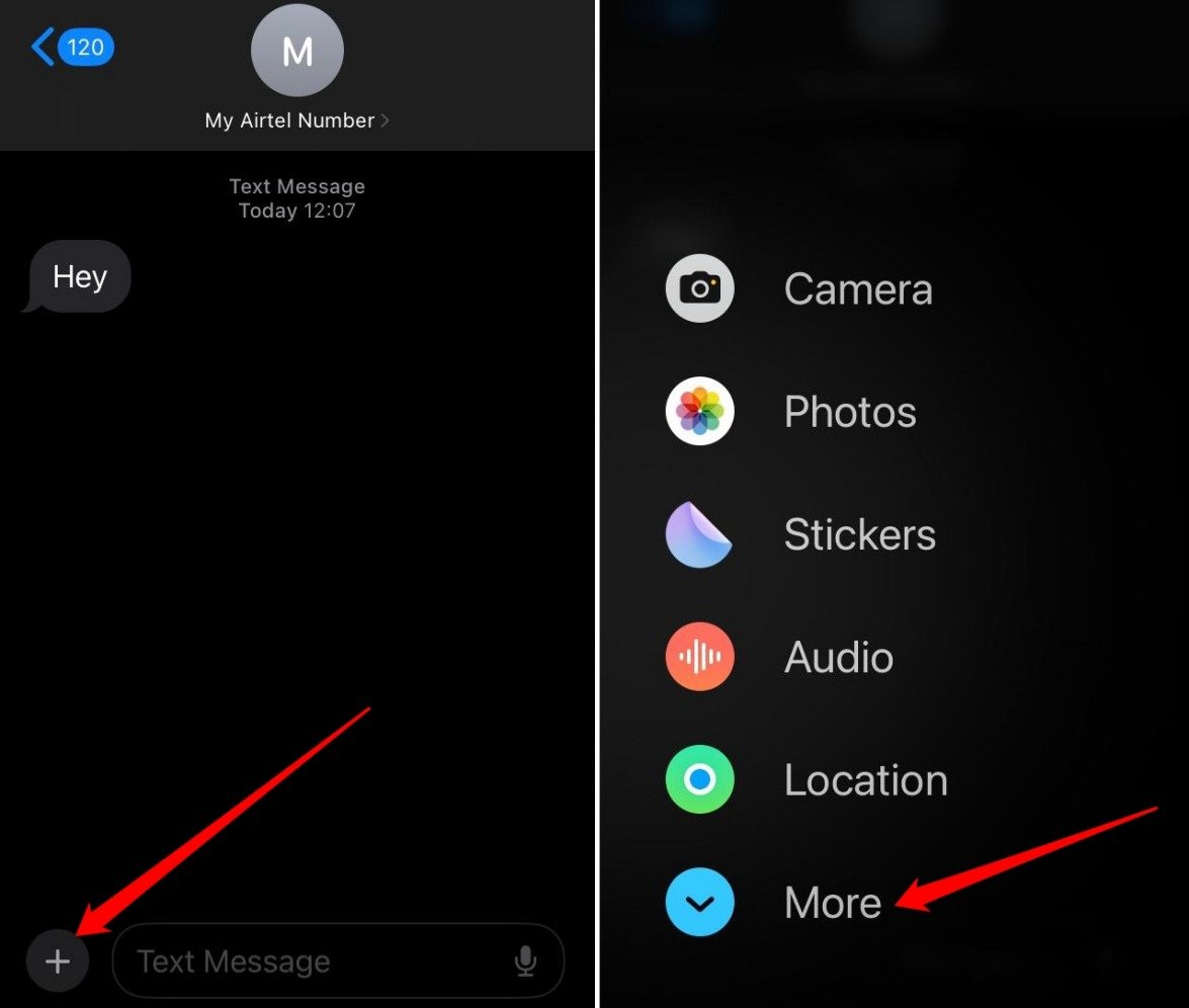mais opções iMessage
