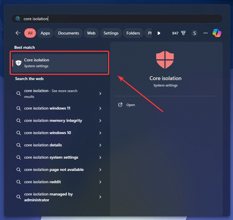 Desativar a Integridade da Memória - O driver ene.sys não pode ser carregado