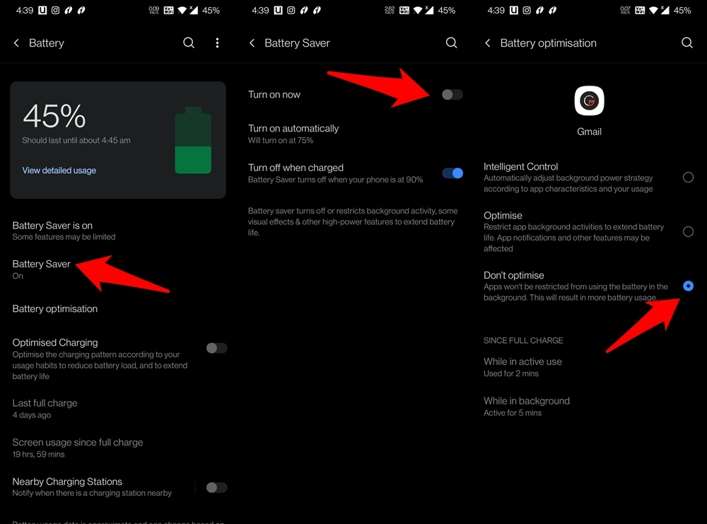 Akkuoptimierung für Gmail auf Android deaktivieren