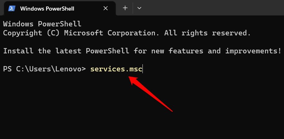 abrir la aplicación de servicios usando PowerShell