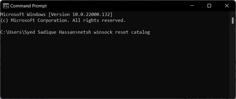 restablecer catálogo de red en windows 11
