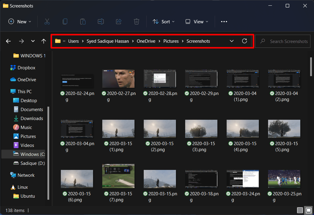 Screenshot, der über die Windows- und Drucktaste aufgenommen wurde