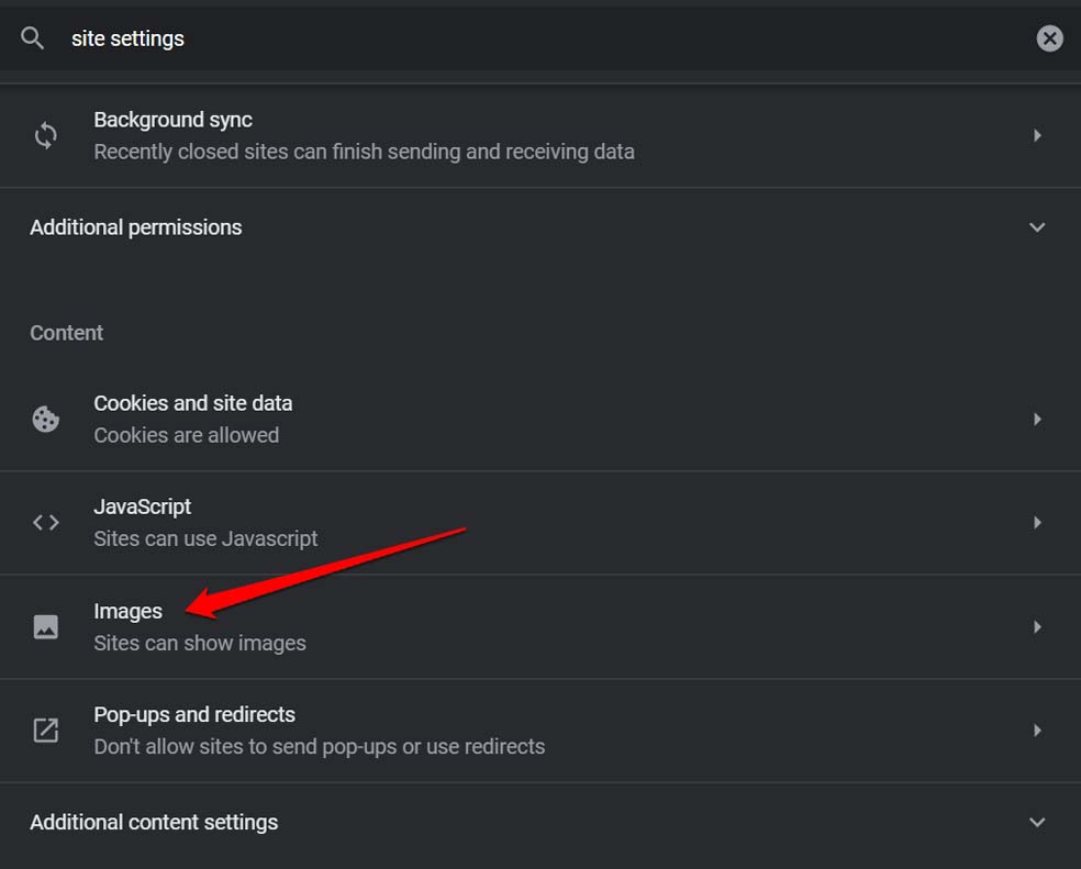 Chrome images settings