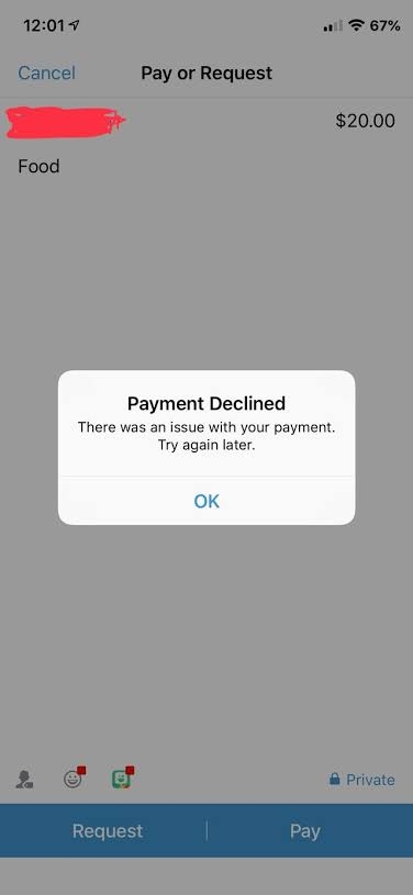 Venmo: Es gab ein Problem mit Ihrer Zahlungsfehler