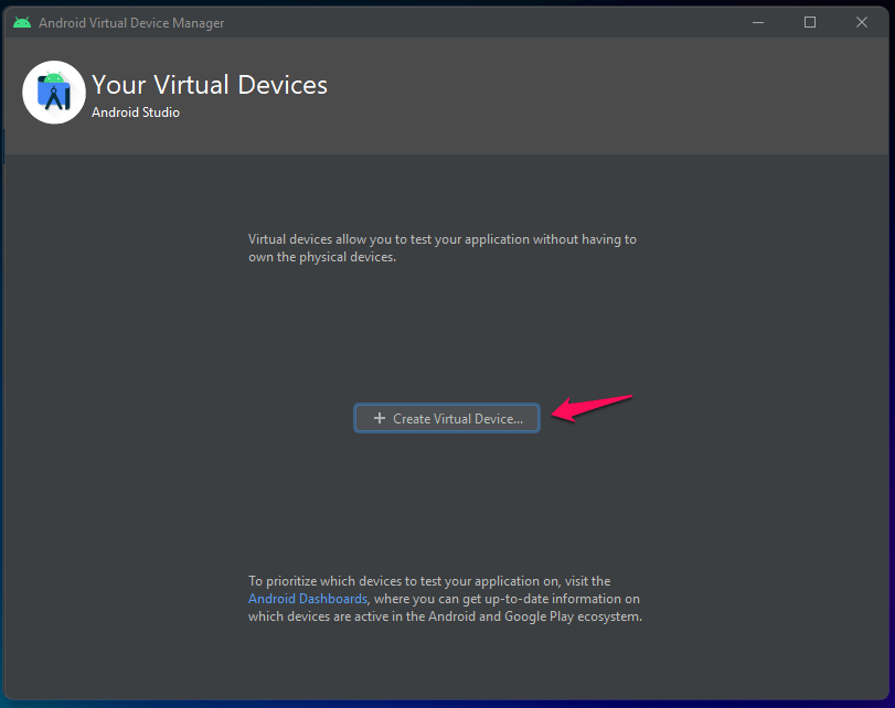(3) Clique em Criar Dispositivo Virtual