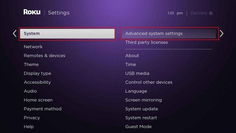 Configurações Avançadas do Sistema Roku TV - Roku AirPlay Não Funcionando