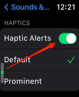 activa la opción de alertas hápticas.