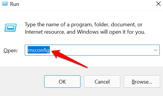 msconfigを開く